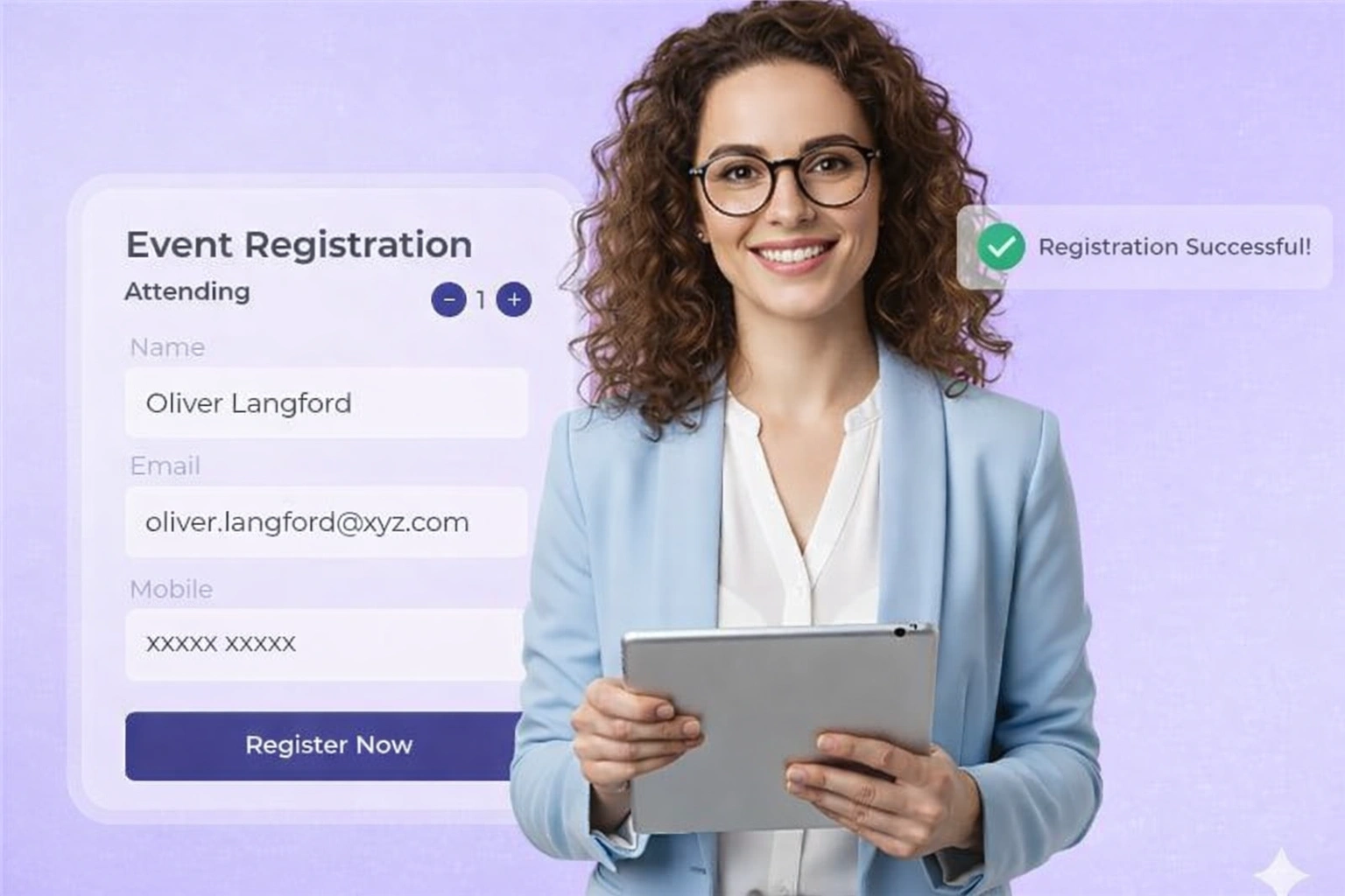 Professional using event registration platform